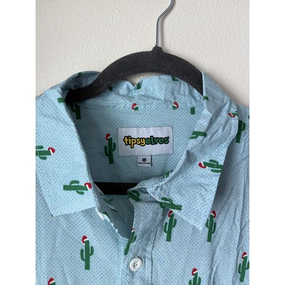 NWT Tipsy Elves Christmas Cactus Button Up Shirt - Picture 2 of 7